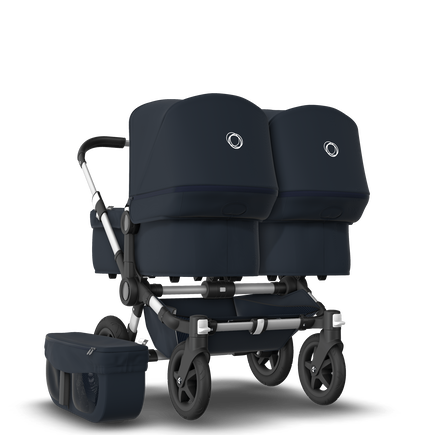 EU Bugaboo Donkey 2 Twin Seat and Bassinet Classic Dark Navy, Aluminium Chassis