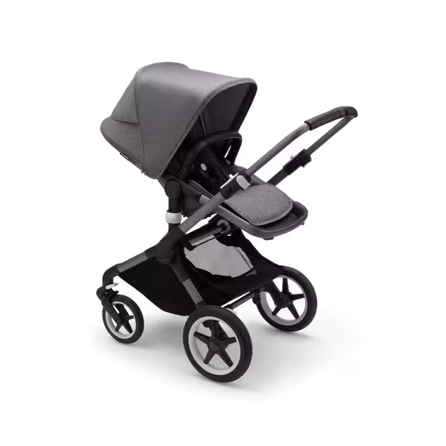 Bugaboo Fox 3 bassinet and seat stroller graphite base, grey melange fabrics, grey melange sun canopy - Main Image Slide 6 of 7