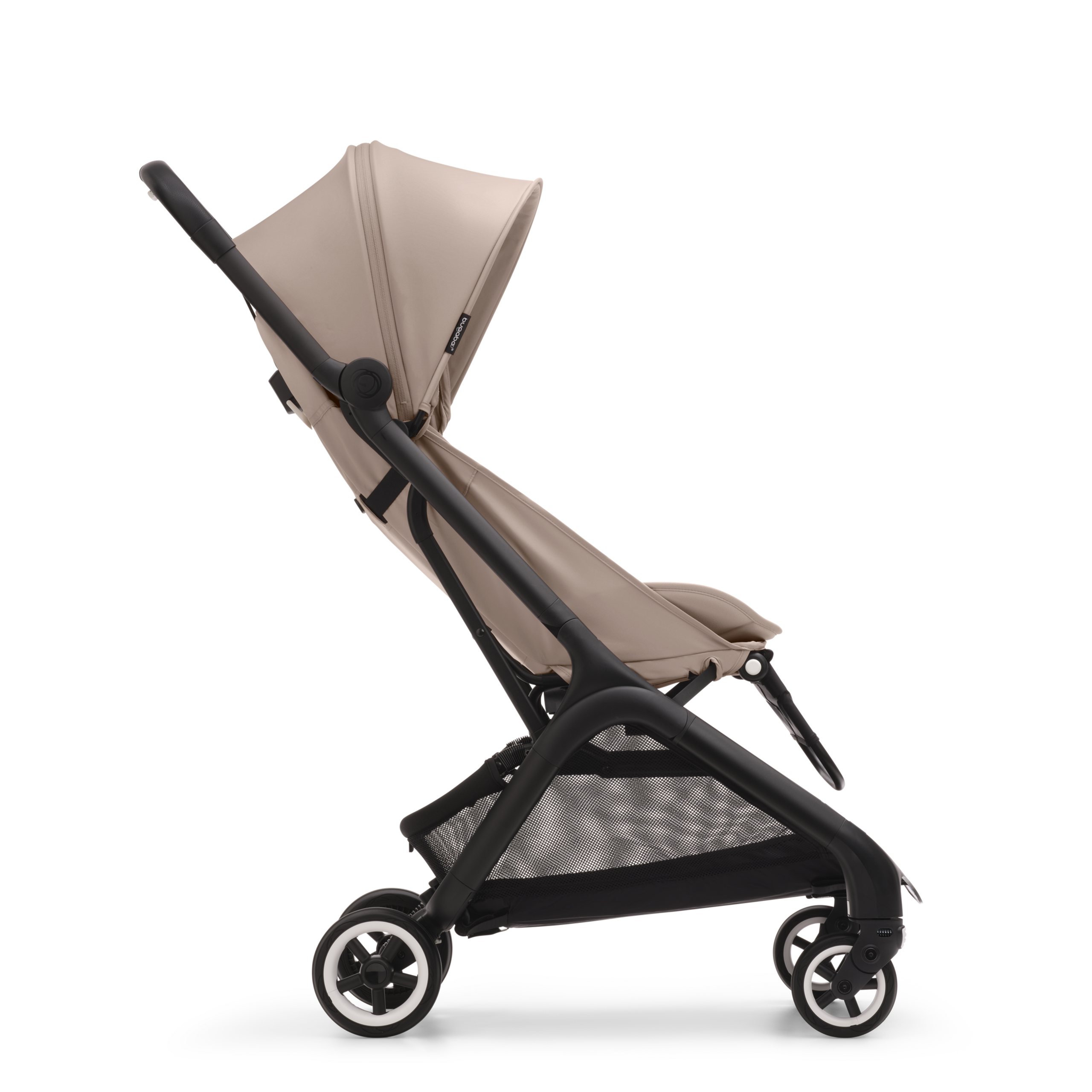 Bugaboo Butterfly travel stroller black base, desert taupe fabrics, desert taupe sun canopy - Thumbnail Slide 2 of 13