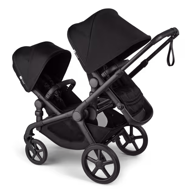 Bugaboo Kangaroo tandem pram black base, moon grey fabrics, moon grey sun canopy - Main Image Slide 11 of 18