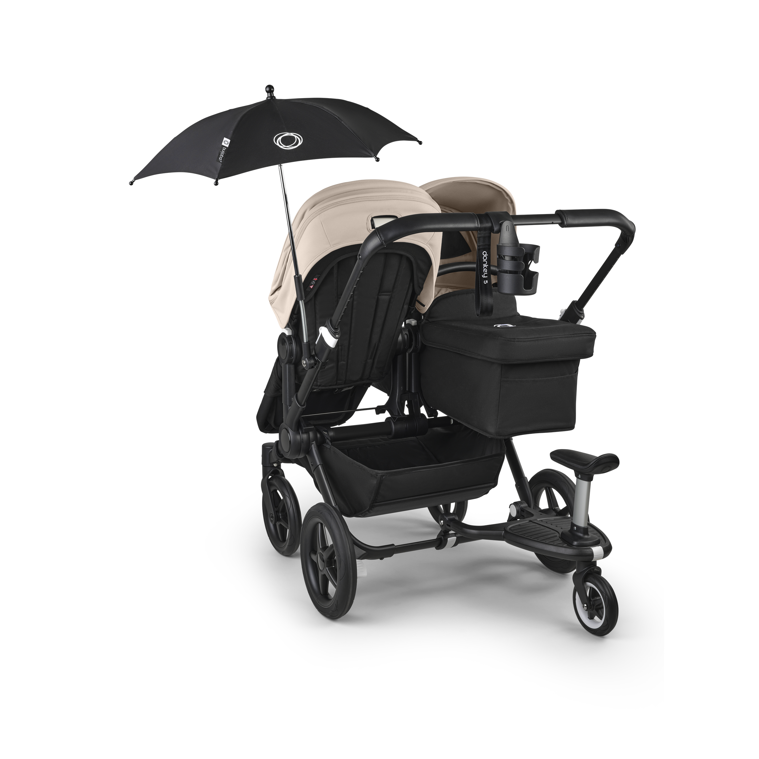 Bugaboo Donkey 5 Duo double stroller graphite base, stormy blue fabrics, stormy blue sun canopy - Thumbnail Slide 11 of 11