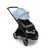 Bugaboo Dragonfly seat stroller with black chassis, grey melange fabrics and skyline blue sun canopy. The sun canopy is fully extended. - Thumbnail Slide 3 of 16