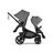 Bugaboo Kangaroo tandem pram black base, moon grey fabrics, moon grey sun canopy - Thumbnail Slide 4 of 18