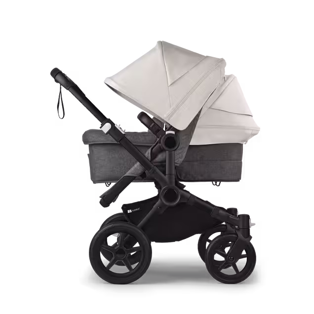 Bugaboo Donkey 5 Duo double stroller black base, grey mélange fabrics, misty white sun canopy - Main Image Slide 2 of 11