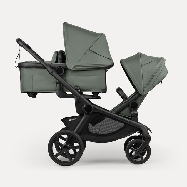 Bugaboo Kangaroo tandem stroller black base, forest green fabrics, forest green sun canopy test - Main Image Slide 2 of 18