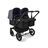 Bugaboo Donkey 5 twin stroller black base, midnight black fabrics, stormy blue sun canopy - Thumbnail Slide 1 of 12