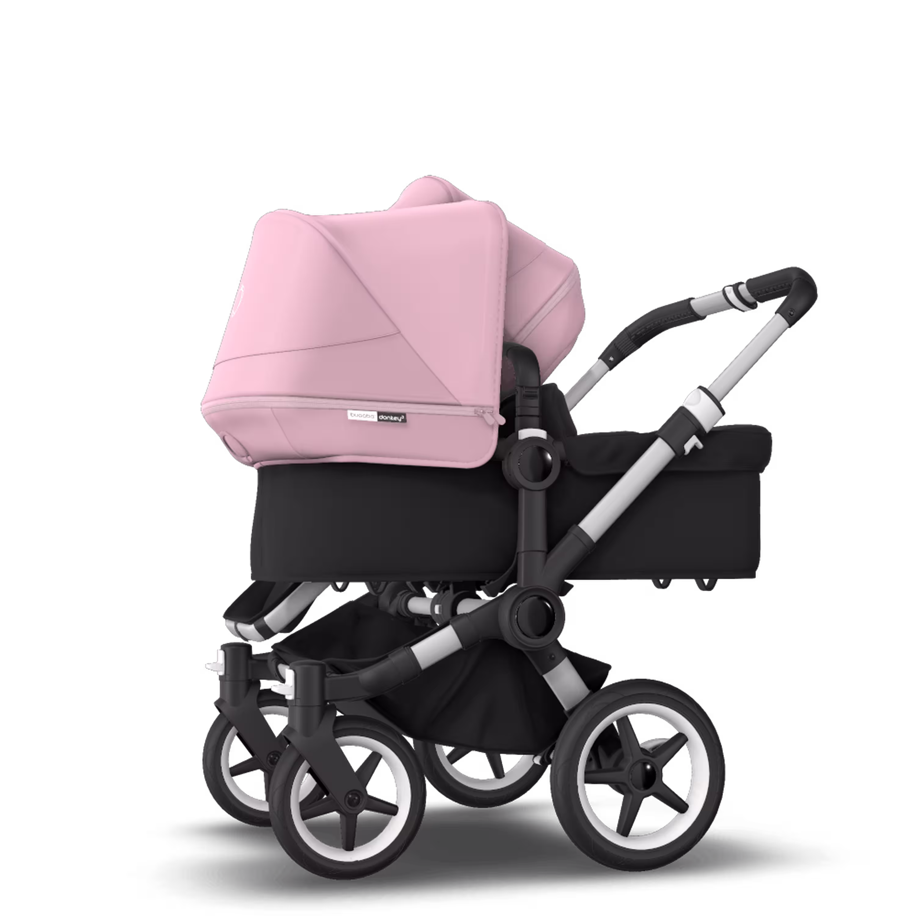 Bugaboo Donkey 3 Duo seat and bassinet stroller soft pink sun canopy, black fabrics, aluminium base - Main Modal Image Slide 2 of 5
