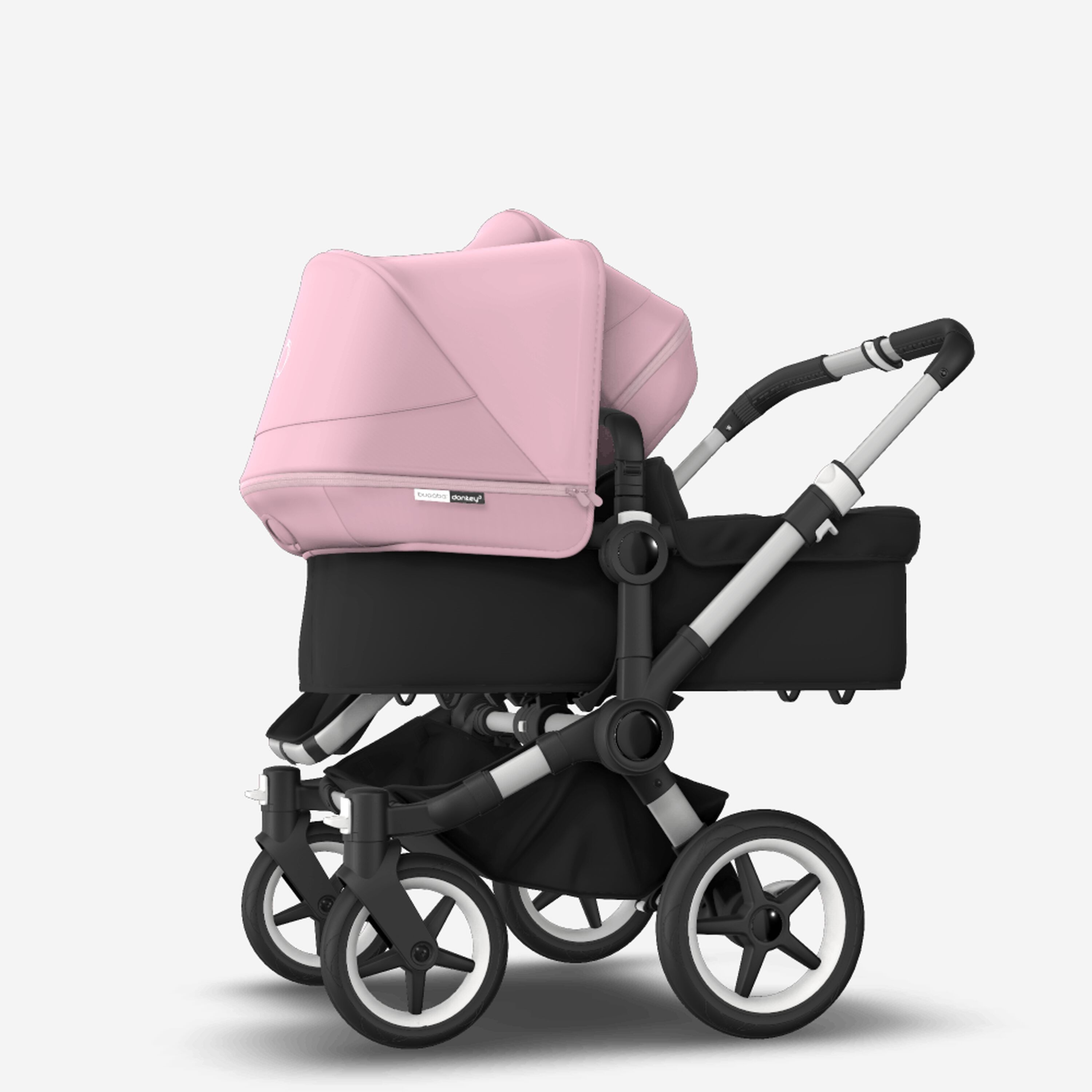 Bugaboo Donkey 3 Duo seat and bassinet stroller soft pink sun canopy, black fabrics, aluminium base - Main Modal Image Slide 2 of 5