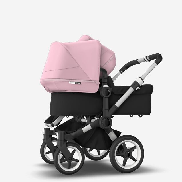 Bugaboo Donkey 3 Duo seat and bassinet stroller soft pink sun canopy, black fabrics, aluminium base - Main Image Slide 2 of 5