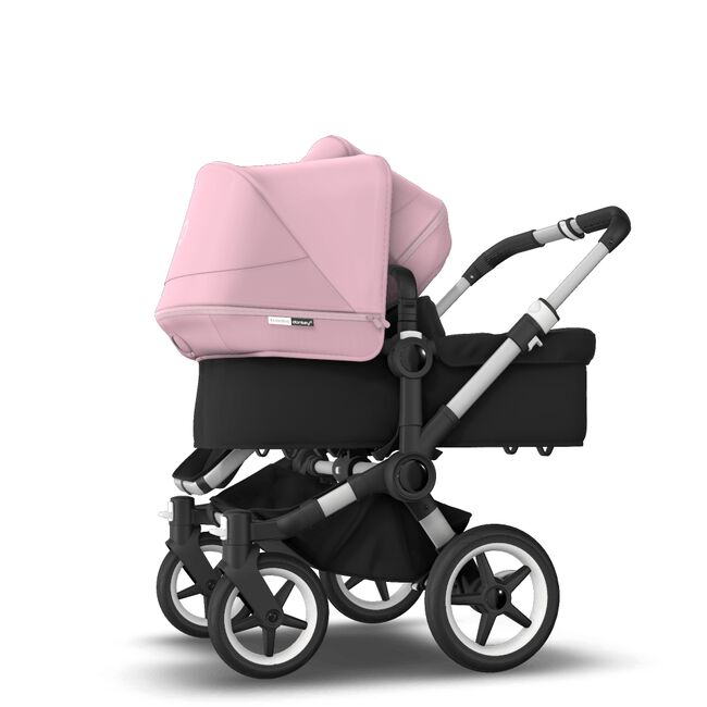 Bugaboo Donkey 3 Duo seat and bassinet stroller soft pink sun canopy, black fabrics, aluminium base - Main Image Slide 2 of 5