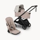 Bugaboo Dragonfly Plus 2-in-1 stroller black base, desert taupe fabrics, misty white sun canopy