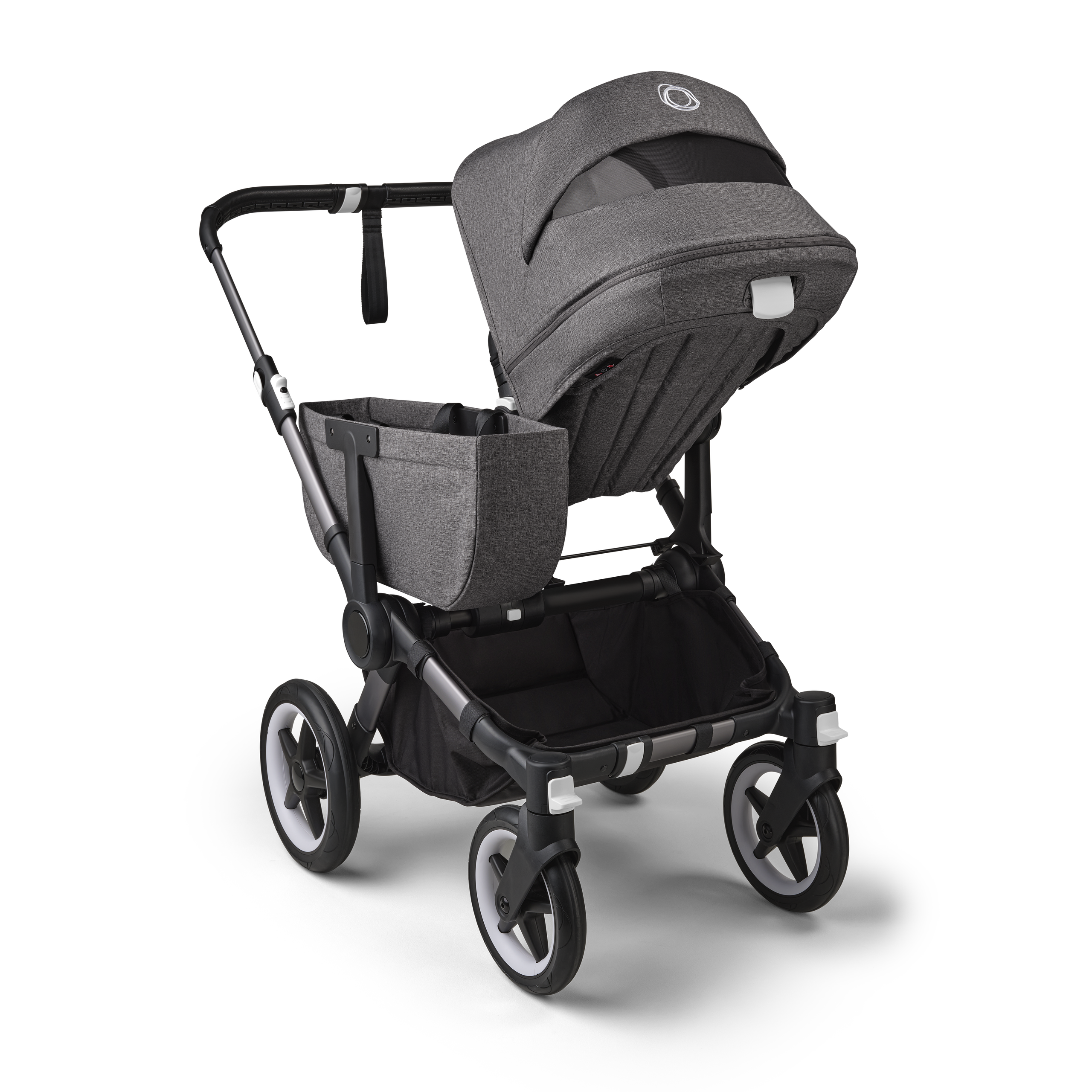 Bugaboo Donkey 5 Mono 2-in-1 stroller graphite base, grey mélange fabrics, grey mélange sun canopy - Thumbnail Slide 4 of 11