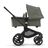 Side view of the Bugaboo Fox 5 carrycot pushchair with black chassis, forest green fabrics and forest green sun canopy. - Thumbnail Slide 2 of 13