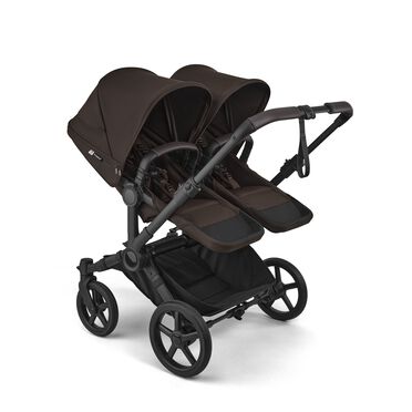 Bugaboo Donkey 6 twin pram black base, cocoa brown fabrics, cocoa brown sun canopy - view 2
