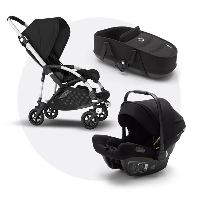 Bugaboo Bee 5 travel system black sun canopy, black fabrics, aluminium base - Main Image Slide 1 of 15