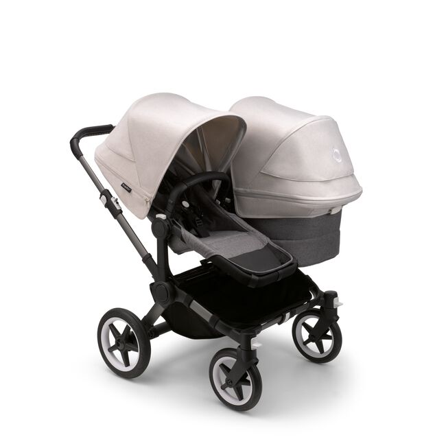 Bugaboo Donkey 5 Duo seat and bassinet stroller with graphite chassis, grey melange fabrics and misty white sun canopy. - Main Image Slide 1 of 12