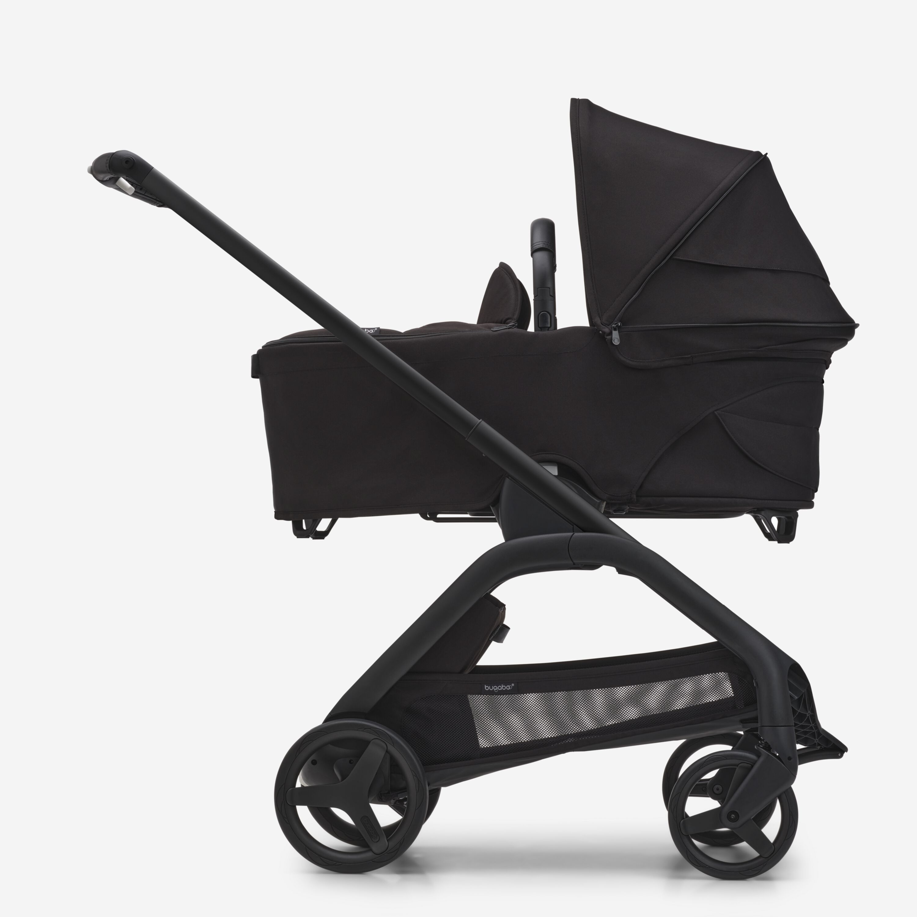 RBLU Bugaboo Dragonfly bassinet and seat stroller black base, midnight black fabrics, midnight black  sun canopy - Main Modal Image Slide 4 of 13