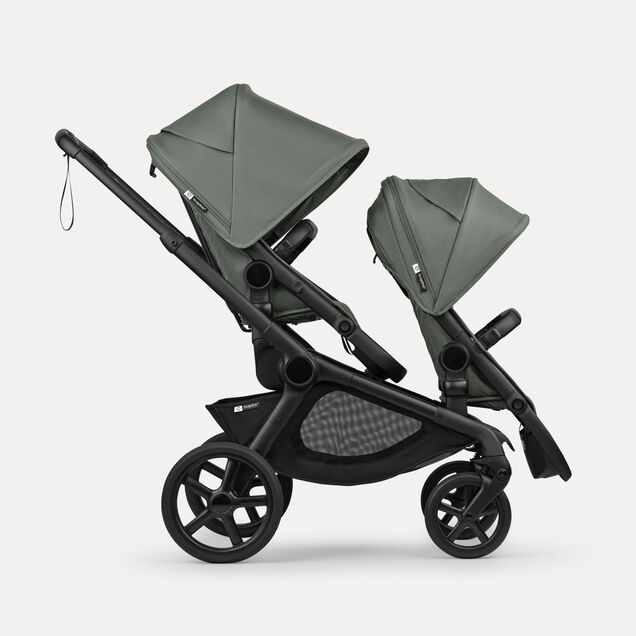 Bugaboo Kangaroo tandem stroller black base, forest green fabrics, forest green sun canopy test - Main Image Slide 1 of 18