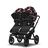 Bugaboo Donkey 5 twin stroller black base, midnight black fabrics, animal explorer pink/red sun canopy - Thumbnail Slide 2 of 12
