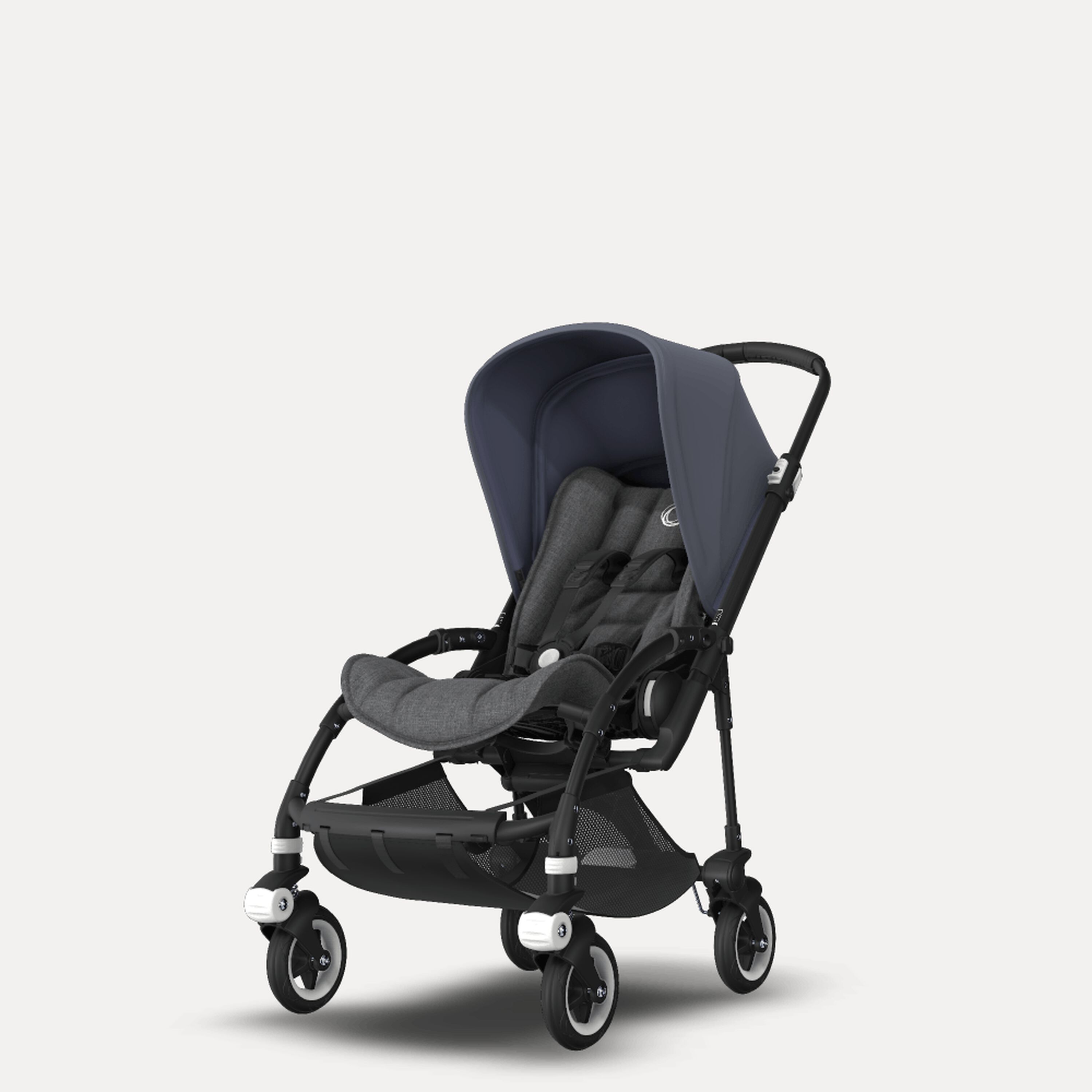 Bugaboo Bee 5 seat stroller steel blue sun canopy, grey melange fabrics, black base - Main Modal Image Slide 5 of 6