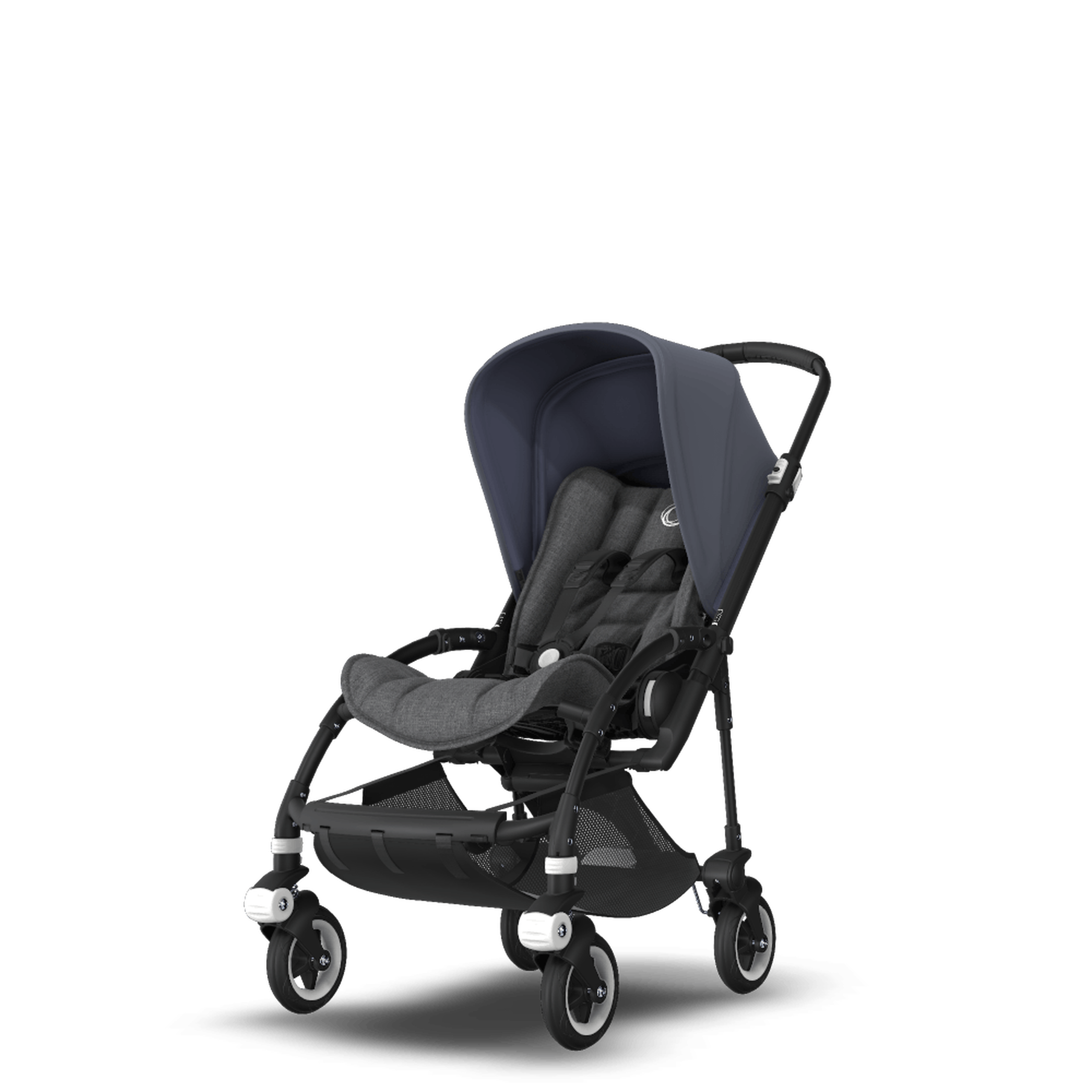 Bugaboo Bee 5 seat stroller steel blue sun canopy, grey melange fabrics, black base - Thumbnail Slide 5 of 6