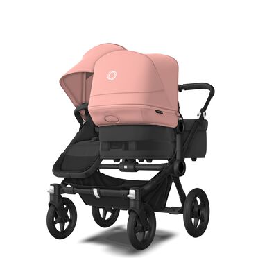 Bugaboo Donkey 5 Duo double stroller black base, midnight black fabrics, morning pink sun canopy - view 2