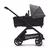 Side view of the Bugaboo Dragonfly bassinet stroller with black chassis, midnight black fabrics and grey melange sun canopy. - Thumbnail Slide 3 of 16