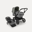 Bugaboo Donkey 5 Mono 2-in-1 stroller black base, grey mélange fabrics, forest green sun canopy