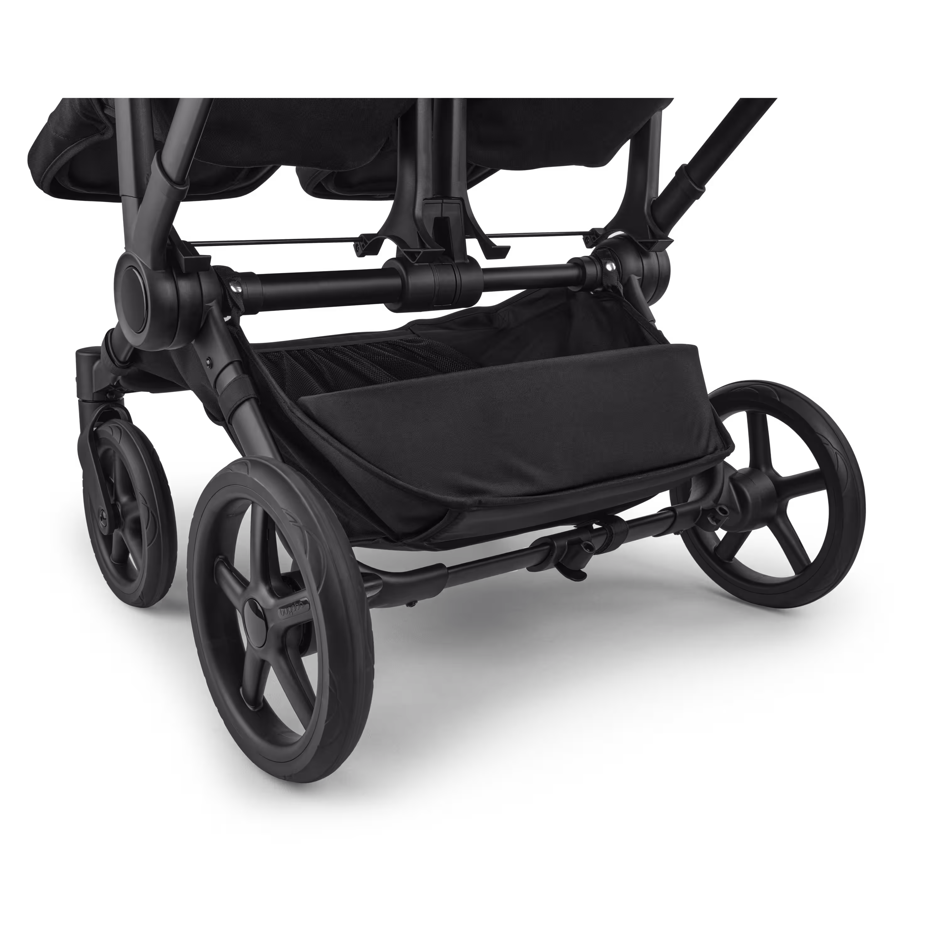 Bugaboo Donkey 6 twin stroller black base, heritage black fabrics, desert taupe melange sun canopy view 5 - Main Modal Image Slide 2 of 7