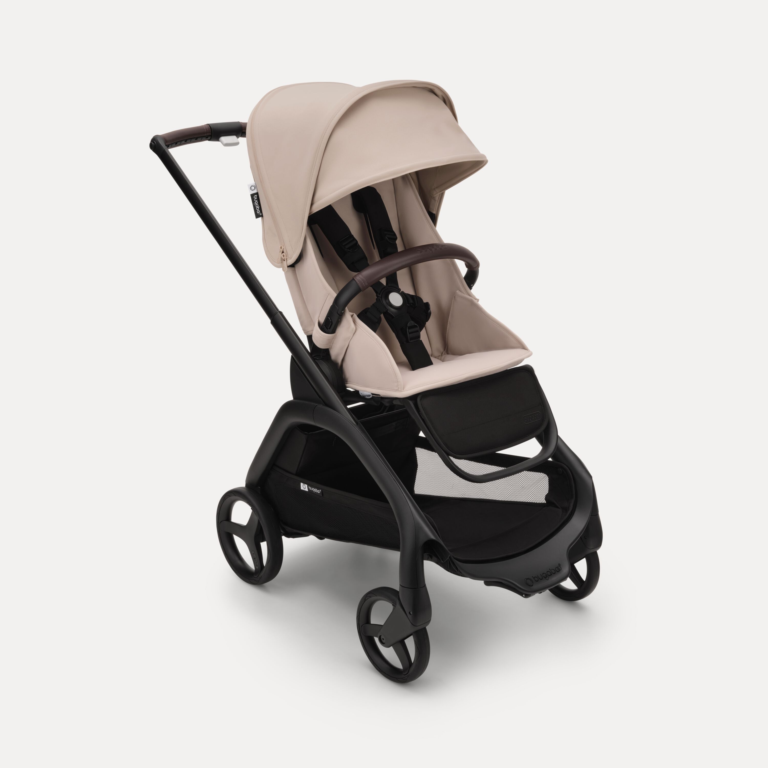 Bugaboo Dragonfly seat pram black base, desert taupe fabrics, desert taupe sun canopy - Main Modal Image Slide 2 of 16
