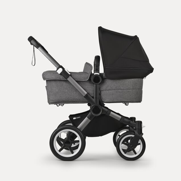 Bugaboo Donkey 5 twin stroller graphite base, grey mélange fabrics, midnight black sun canopy - Main Image Slide 2 of 12