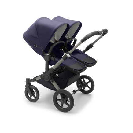 Bugaboo Donkey 5 Twin bassinet and seat stroller graphite base, classic collection dark navy fabrics, classic collection dark navy sun canopy - view 2