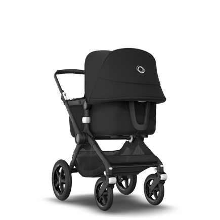 Bugaboo Fox 2 seat and bassinet stroller black sun canopy, black fabrics, black chassis