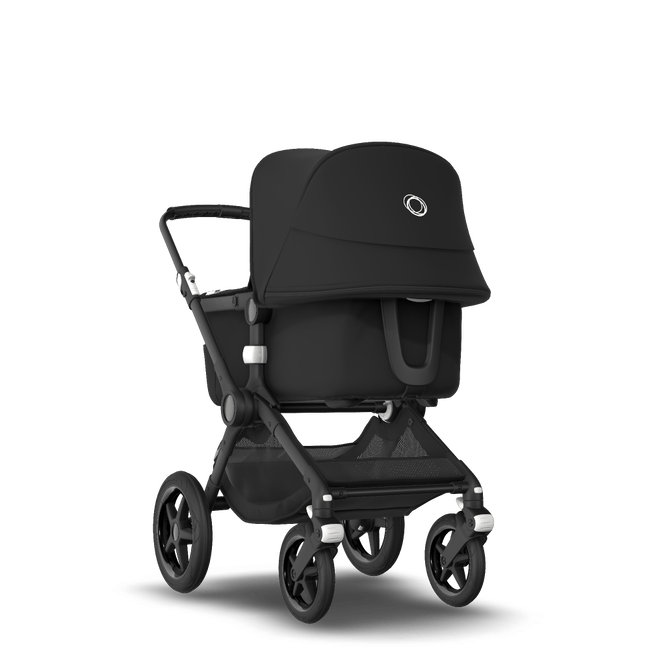 Bugaboo Fox 2 seat and bassinet stroller black sun canopy, black fabrics, black base