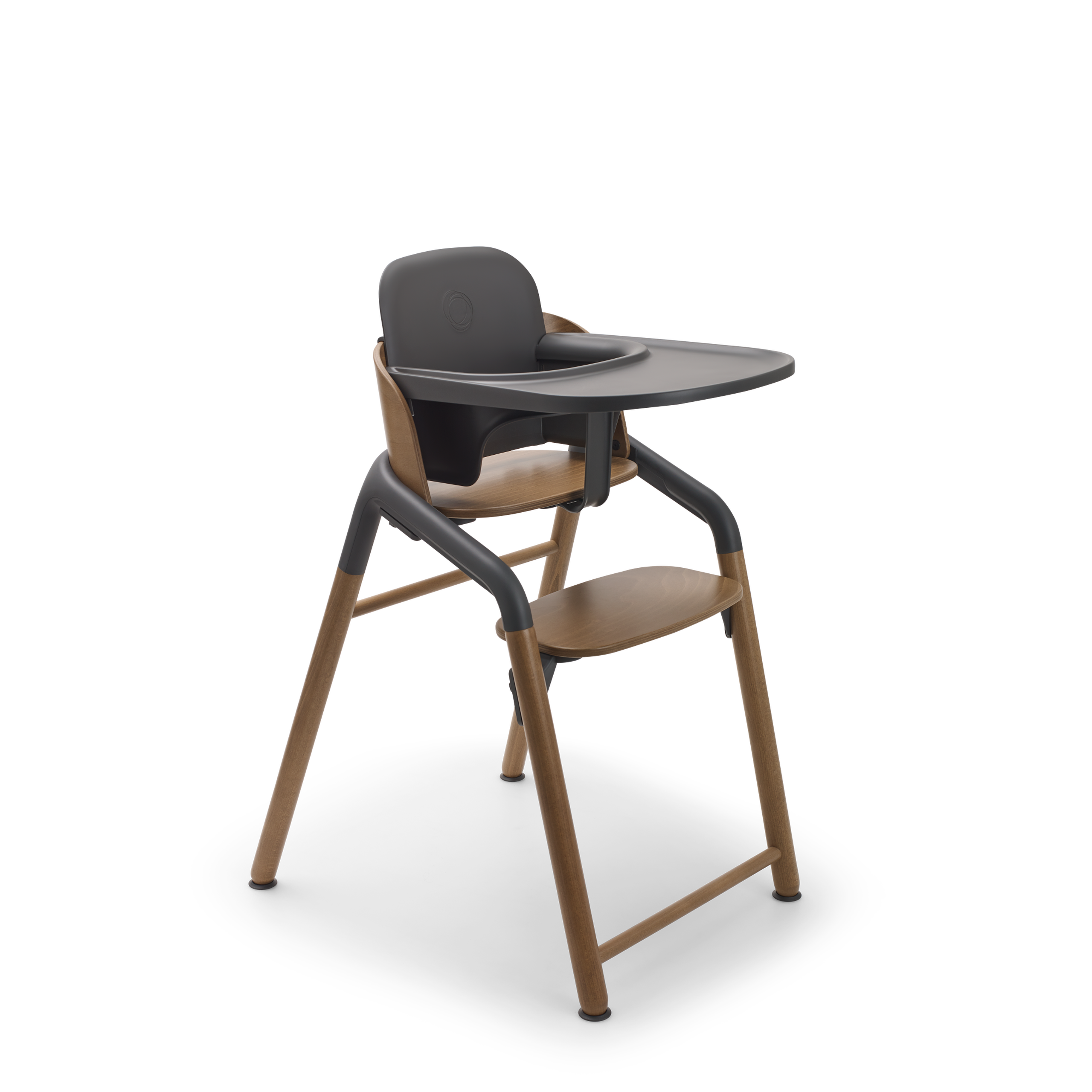 Bugaboo Giraffe chair in warm wood/grey with baby set and tray in grey. - Thumbnail Slide 2 of 3