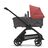 Side view of the Bugaboo Dragonfly bassinet stroller with black chassis, grey melange fabrics and sunrise red sun canopy. - Thumbnail Slide 3 of 16
