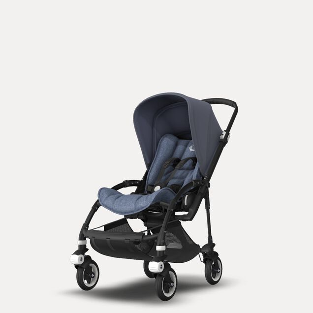 PP Bugaboo Bee 5 seat stroller steel blue sun canopy, blue melange fabrics, black base - Main Image Slide 5 of 6