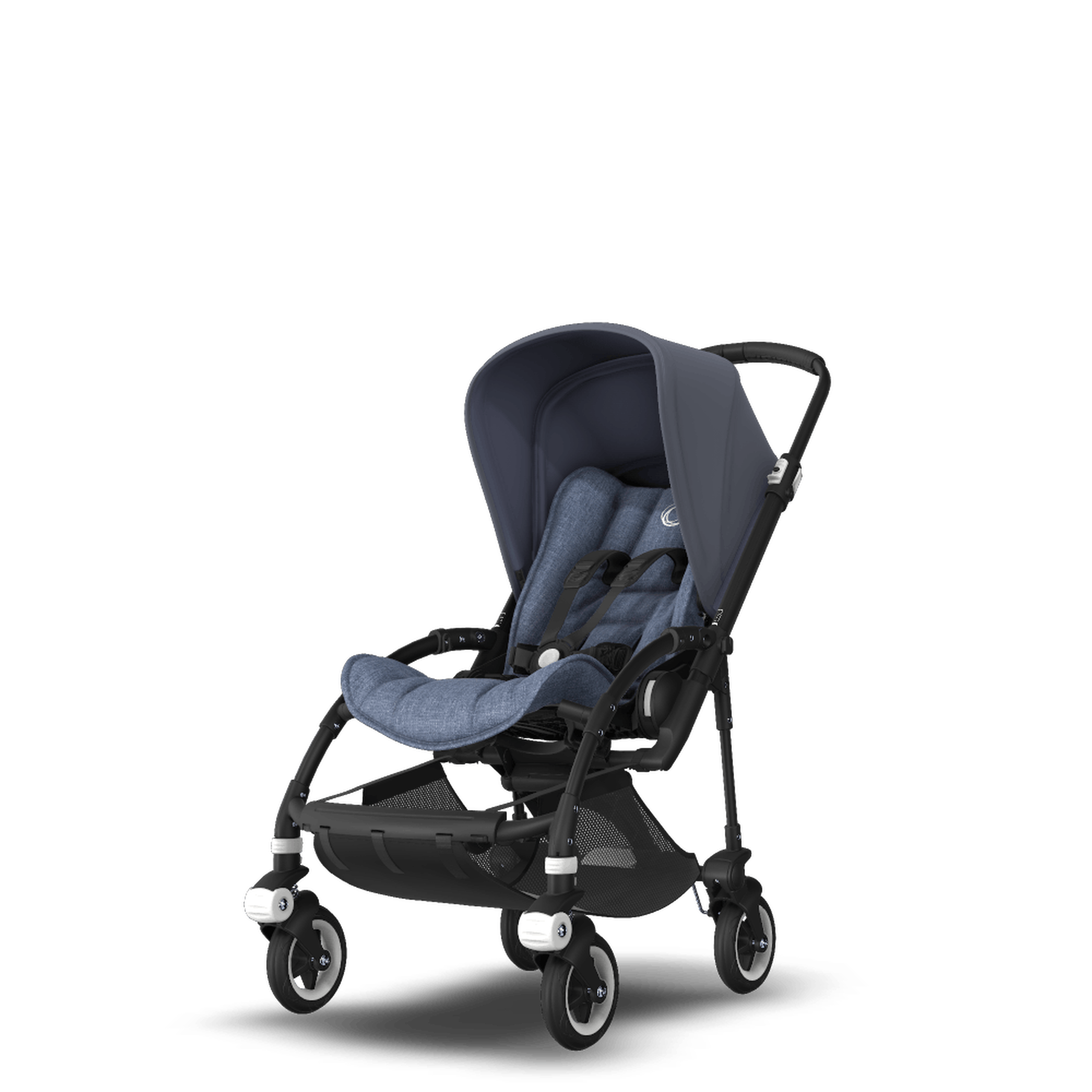 PP Bugaboo Bee 5 seat stroller steel blue sun canopy, blue melange fabrics, black base - Thumbnail Slide 5 of 6