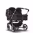 Bugaboo Donkey 5 twin stroller graphite base, midnight black fabrics, art of discovery dark blue sun canopy - Thumbnail Slide 1 of 12
