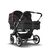 Bugaboo Donkey 5 twin stroller graphite base, midnight black fabrics, art of discovery dark blue sun canopy - Thumbnail Slide 1 of 12