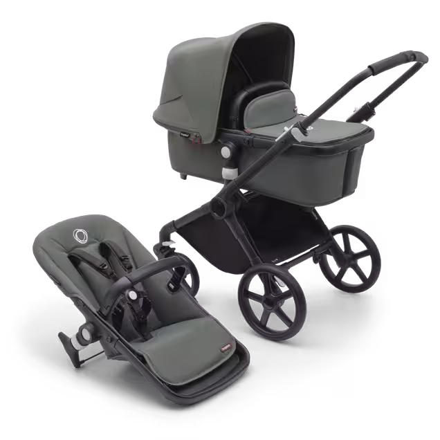 Bugaboo Fox Cub 2-in-1 stroller black base, forest green fabrics, forest green sun canopy - Main Image Slide 2 of 5