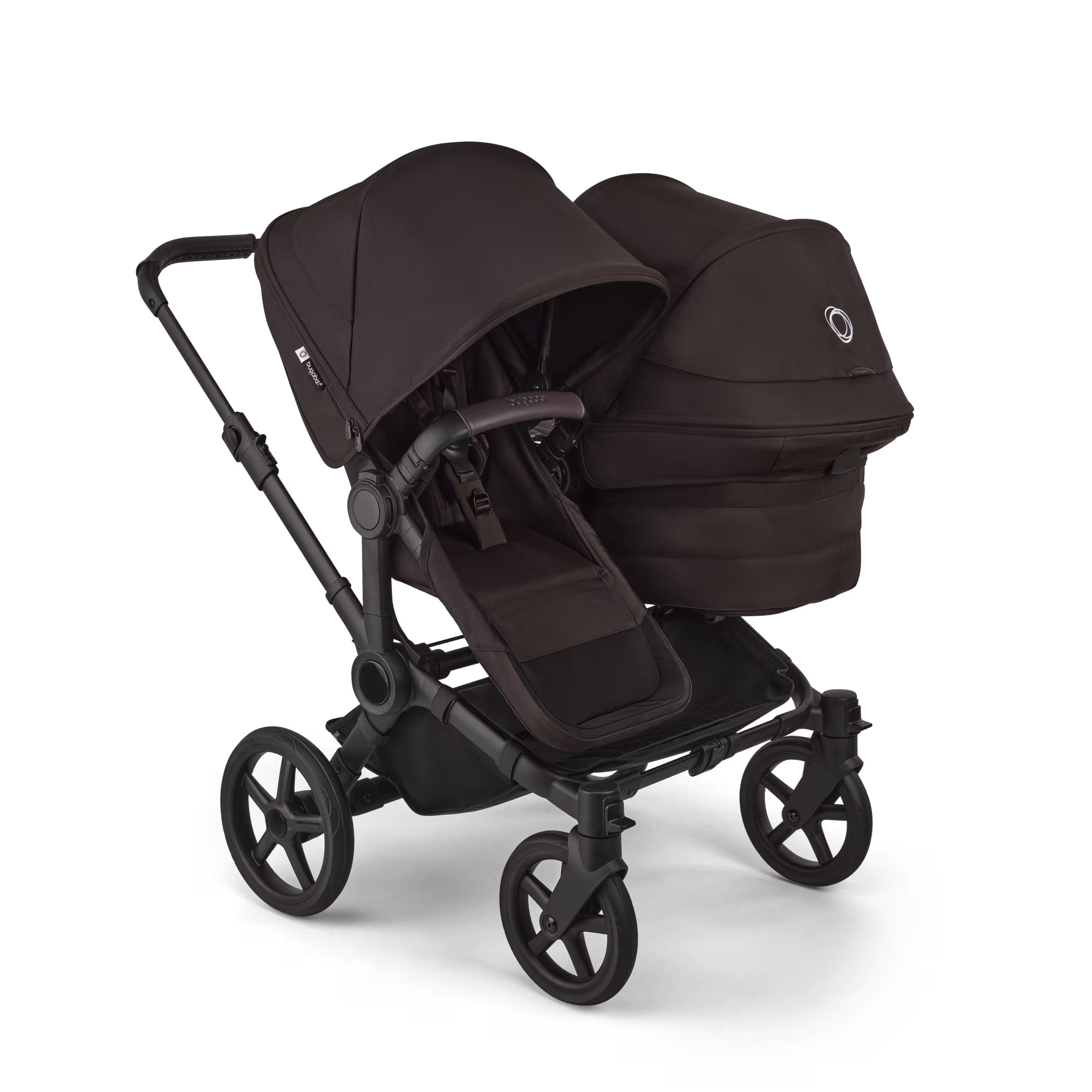 Bugaboo Donkey 6 double pram black base, cocoa brown fabrics, cocoa brown sun canopy - Main Modal Image Slide 1 of 10