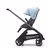 Side view of the Bugaboo Dragonfly seat stroller with graphite chassis, grey melange fabrics and skyline blue sun canopy. - Thumbnail Slide 2 of 16