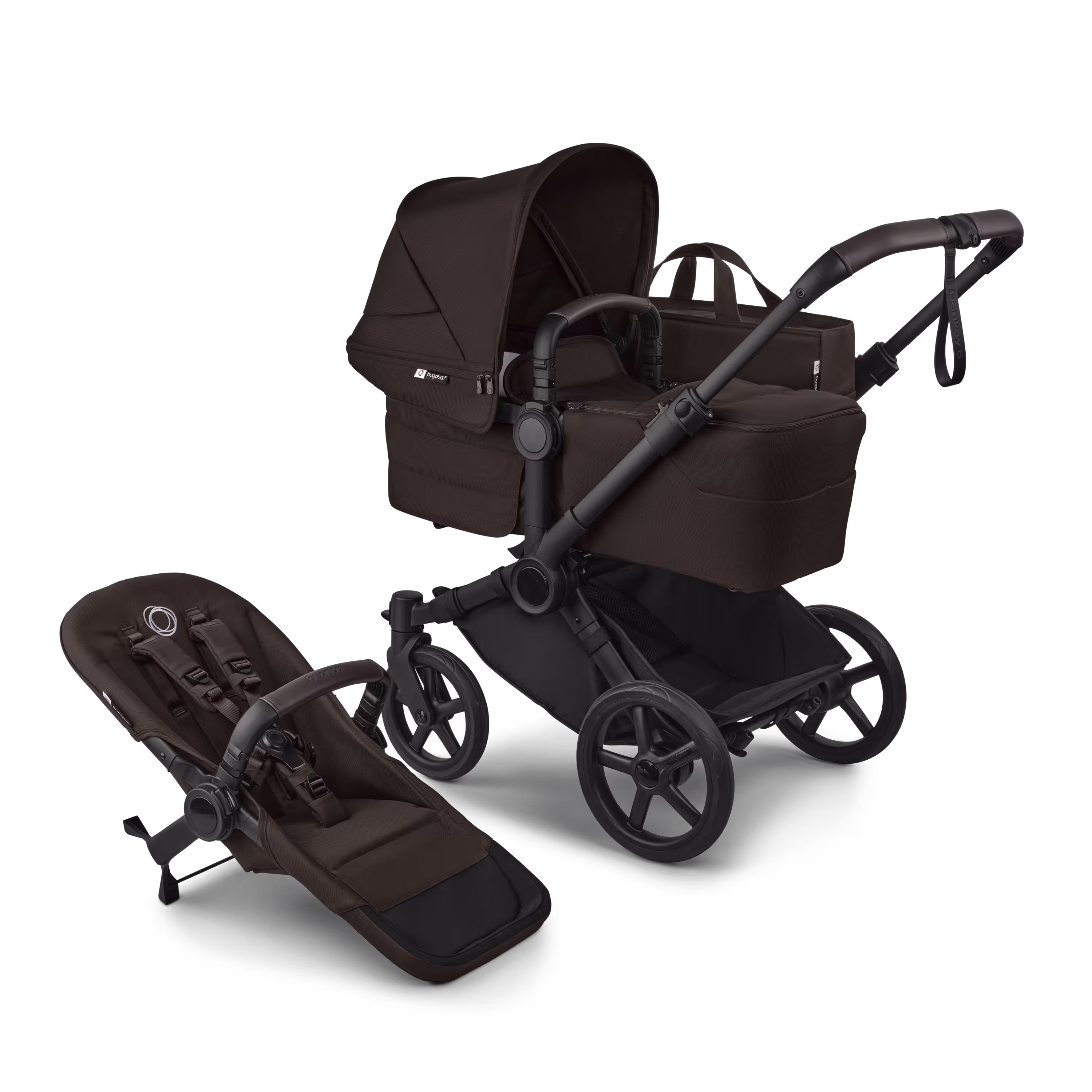 Bugaboo Donkey 6 2-in-1  pushchair black base, cocoa brown fabrics, cocoa brown sun canopy - Main Modal Image Slide 1 of 9