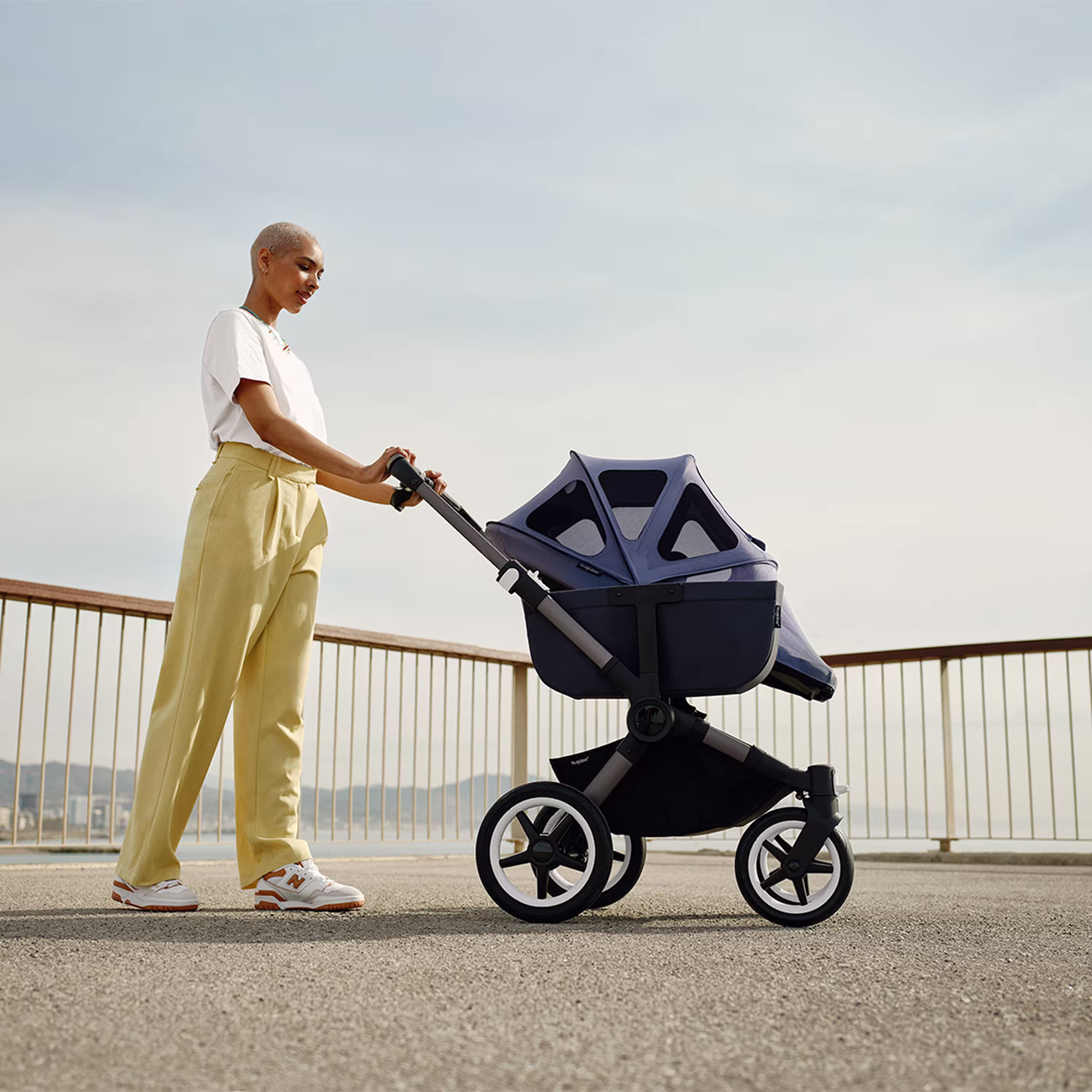 Bugaboo Donkey 5 Mono 2-in-1 stroller graphite base, grey mélange fabrics, animal explorer green/ light blue sun canopy - Main Modal Image Slide 1 of 2
