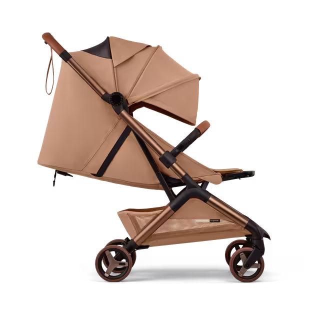 Bugaboo x Stella McCartney Butterfly 2 seat stroller tobacco brown base, tobacco brown fabrics, tobacco brown sun canopy - Main Image Slide 5 of 11