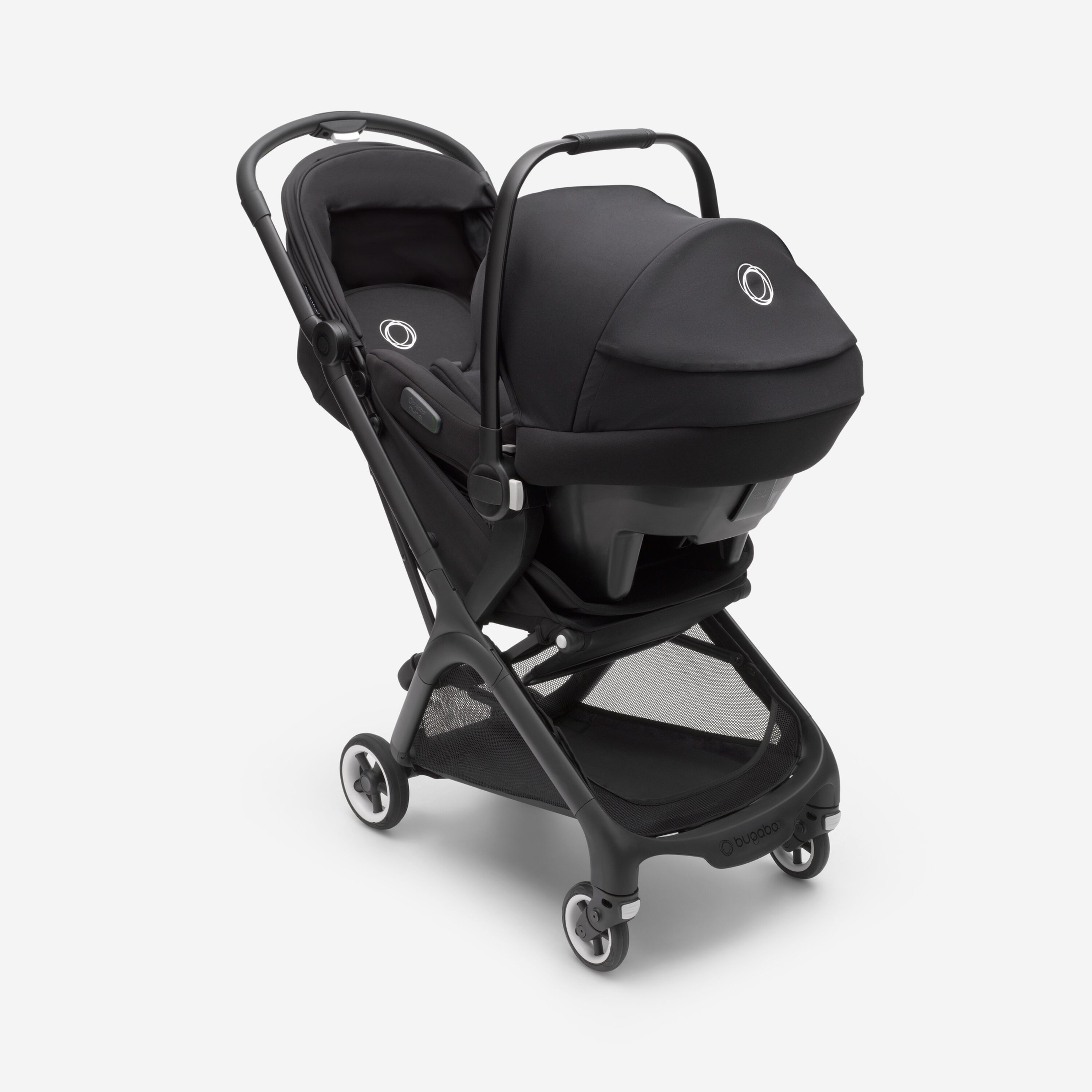 Bugaboo Butterfly travel stroller black base, dark cherry red fabrics, dark cherry red sun canopy - Main Modal Image Slide 12 of 13
