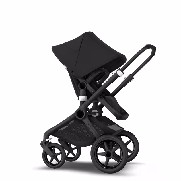 Bugaboo Fox 2 seat and bassinet pram black sun canopy, black fabrics, black chassis - Main Image Slide 6 of 8