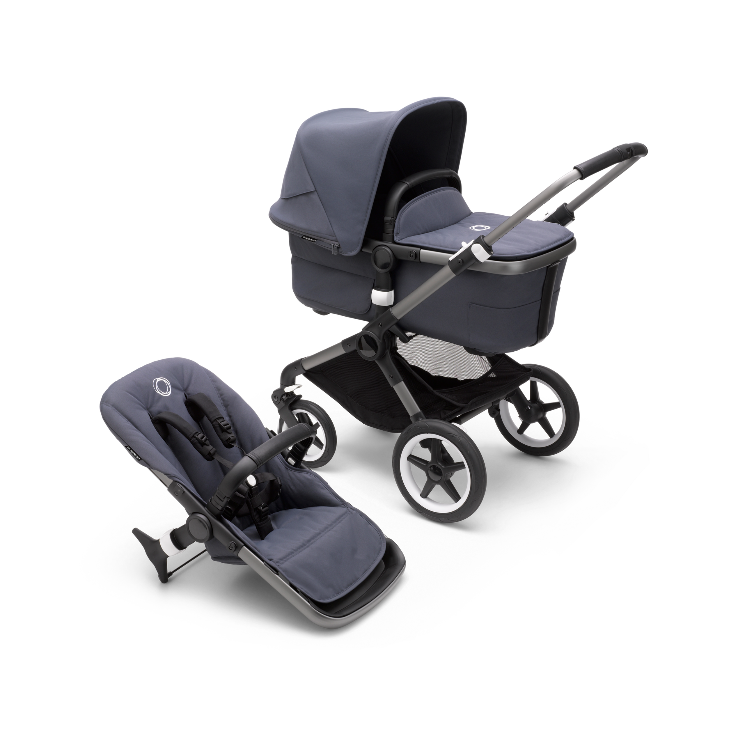 Bugaboo Fox 3 2-in-1 stroller stormy blue sun canopy, stormy blue