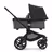 Side view of the Bugaboo Fox 5 bassinet stroller with black chassis, grey melange fabrics and midnight black sun canopy. - Thumbnail Slide 2 of 13